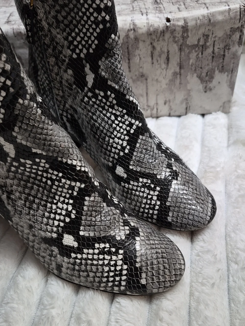 Tory Burch Brooke Snake Print Leather Booties Women's Sz 8 M $450